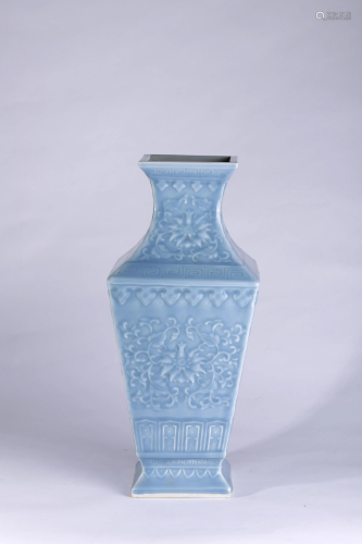 Sky Blue Glazed Squared Vase
