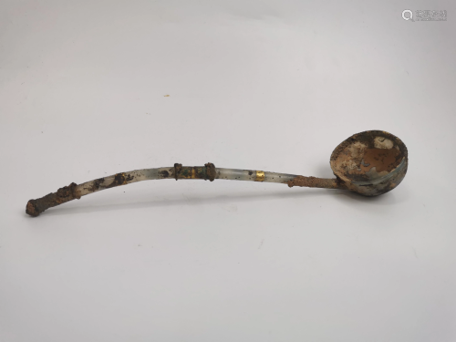 Agate Inlaid Bronze Spoon