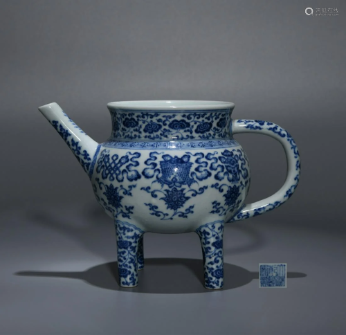 Blue and White Floral Vessel