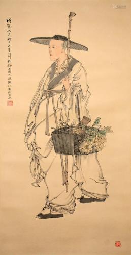 A Chinese Scroll Painting By Shu Hao
