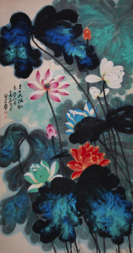 A Chinese Scroll Painting By Zhang Daqian