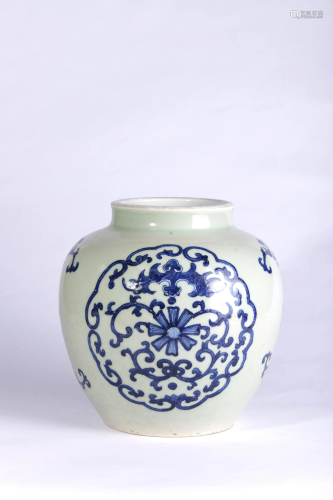 Blue and White Medalion Jar