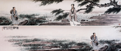 A Chinese Hand Scroll Painting By Fu Baoshi