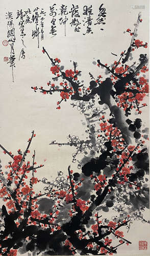 A Chinese Flowers&birds Painting Scroll, Guan Shanyue Mark