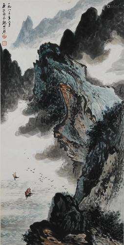 A Chinese Scroll Painting By Wei Zixi