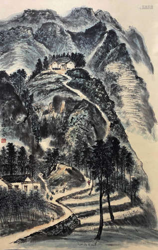 A Chinese Landscape Painting Scroll, Zhao Wangyun Mark