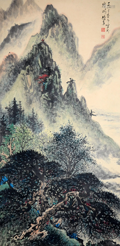 A Chinese Scroll Painting By Li Xiongcai