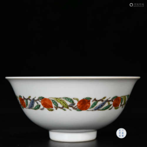 A Famille Verte Peach Pattern Porcelain Bowl