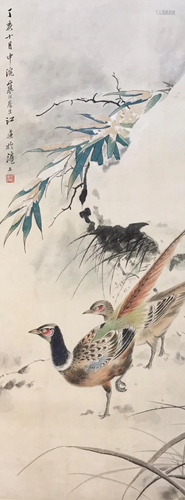 A Chinese Scroll Painting By Jiang Hanting