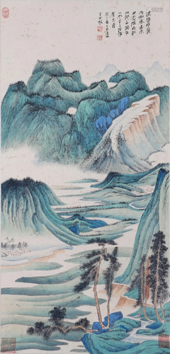 A Chinese Scroll Painting By Zhang Daqian