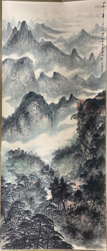 A Large Chinese Scroll Painting By Fu Baoshi