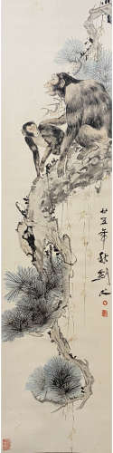 A Chinese Flowers&birds Painting Scroll, Gao Jianfu Mark