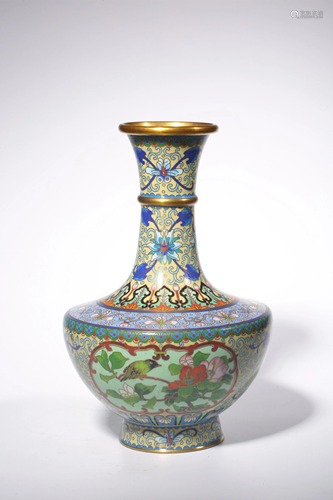 Painted Enamel Bronze Vase