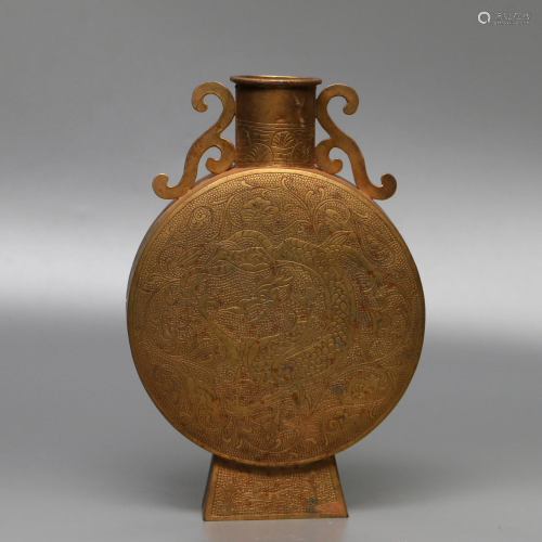 Gilt-Bronze Flower and Bird Vase