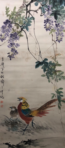 A Chinese Scroll Painting By Wang Xuetao