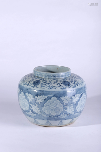 Blue and White Peony Jar