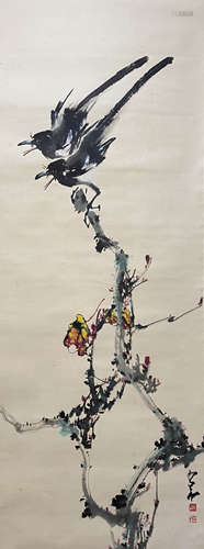 A Chinese Flowers&birds Painting Scroll, Zhao Shao'ang Mark