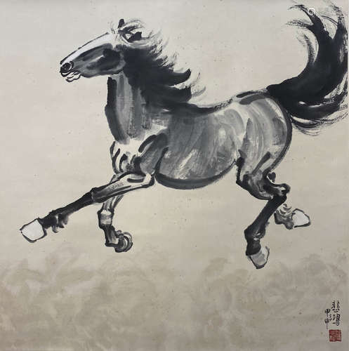 A Chinese Horse Painting Scroll, Xu Beihong Mark