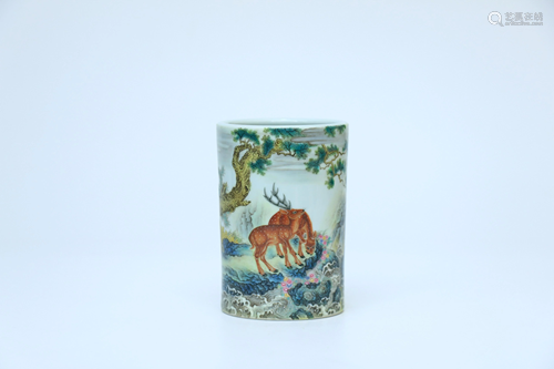 Falangcai Deers and Pine Brush-pot