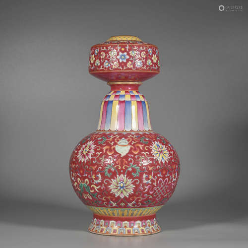 A Famille Rose Floral Porcelain Vase