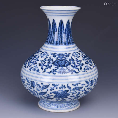 A Blue and White Floral Porcelain Vase