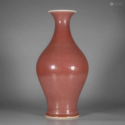 A Red Glaze Porcelain Olive-shaped Vase