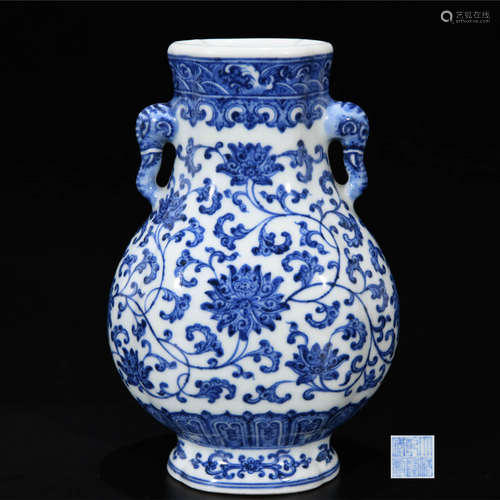 A Blue and White  Flowers Porcelain Vase