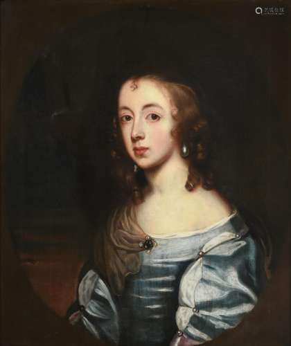 Follower of Sir Anthony Van Dyck (1599-1641) Portrait of a young lady, head and shoulders, wearing a