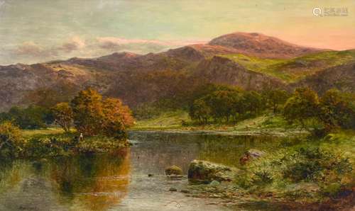 Daniel Sherrin (1868-1940) Figures in an extensive lakeland landscape Signed, oil on canvas, 74.