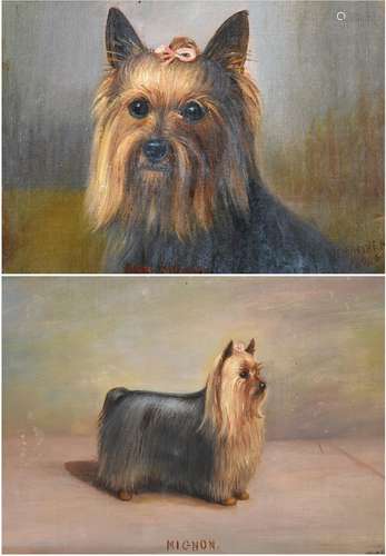 Henry Crowther (fl.1905-1939) ''Bobby Dazzler'' (Study of a Yorkshire Terrier) ''Mignon'' One signed