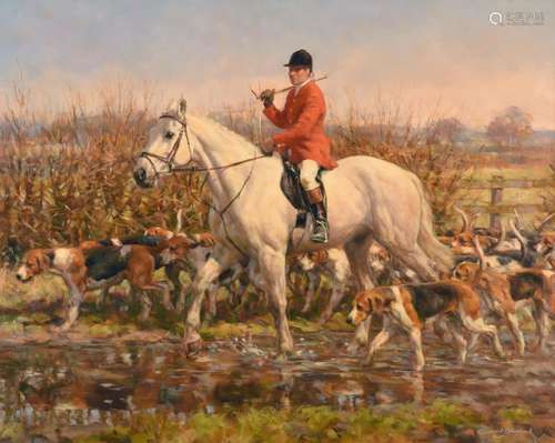 Frederick J Haycock (b.1948) Huntsman and Hounds Signed, oil on canvas, 59cm by 74.5cm Artist's