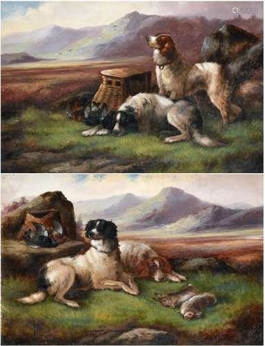 Robert Cleminson (fl.1864-1903) Spaniels with the day's bag Signed, oil on canvas, together with a