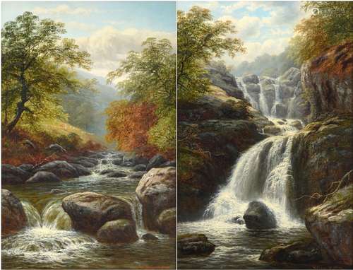 William Mellor (1851-1931) ''Swallow Falls, On the ***, North Wales'' ''On the Hebden, Yorkshire, Nr