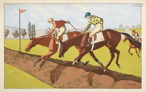 Charlotte Ancelin (19th/20th century) French Under starter's orders Lithograph, together with