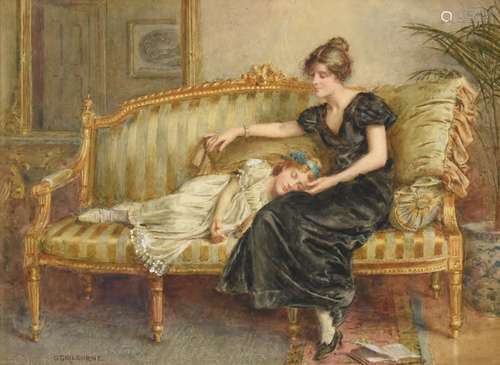 George Goodwin Kilburne RI, RBA (1839-1924) ''Tired Out'' Signed, watercolour, 26cm by 35cm See