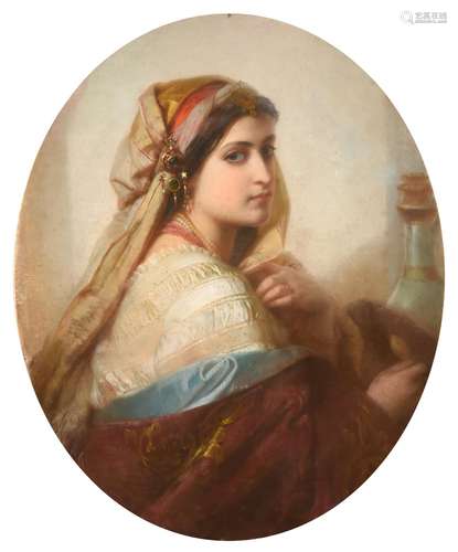 Circle of Carl Haag (1820-1915) German Portrait of an Orientalist beauty, head and shoulders,