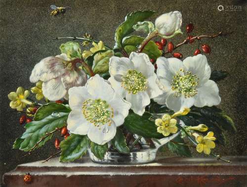 Cecil Kennedy (1905-1997) ''No.4., The Seasons, ''Winter'', Christmas Roses'' Signed, oil on canvas,