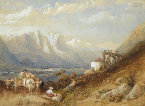 Clarkson Stanfield RA RBA (1793-1867) ''In the Tyrol'' Watercolour heightened with white, 23cm by