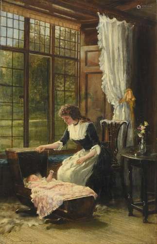 Nina Hardy (fl.1890-1920) A Mother's Love Signed and dated 1896, oil on canvas, 48cm by 32cm See