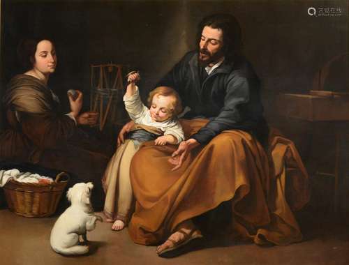 After Bartolome Esteban Murillo (1617-1682) Spanish The Holy Family with a little bird Oil on