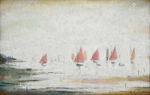 Laurence Stephen Lowry RBA, RA (1887-1976) Yachts at Lytham St Annes Signed and dated 1951, oil on