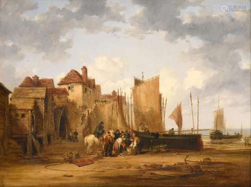 William Collins RA (1788-1847) ''Irish Fishing Village'' Signed, oil on canvas, 44cm by 59.5cm