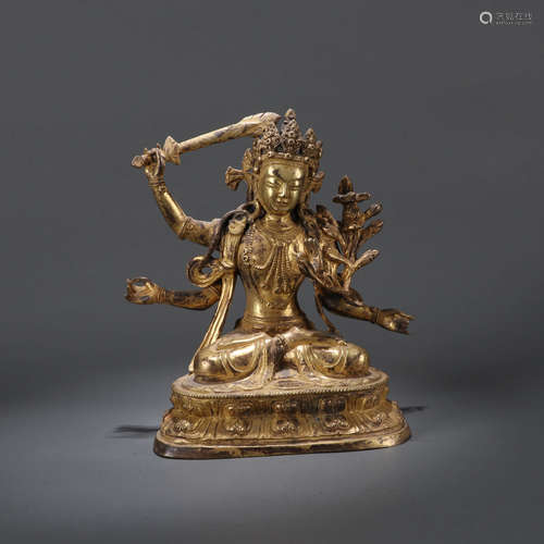 A Gilt-bronze Statue of Manjushri