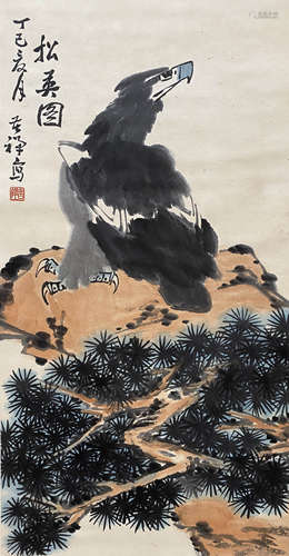 A Chinese Flowers&birds Painting Scroll, Li Kuchan Mark