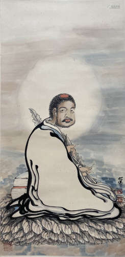 A Chinese Figure Painting Scroll, Qian Huafo Mark