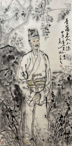 A Chinese Figure Painting Scroll, Wu Shanming Mark