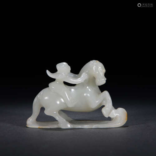 A Jade Carved Horse Ornament