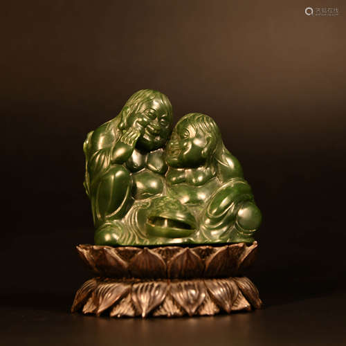 A Jasper Carved Immortal Figure Ornaments