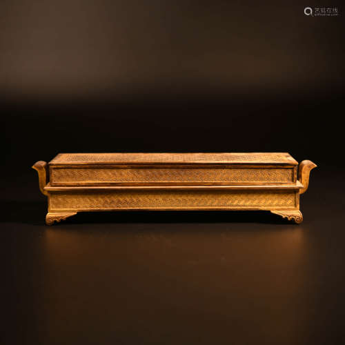 A Rectangle Gild Bronze Incense Box