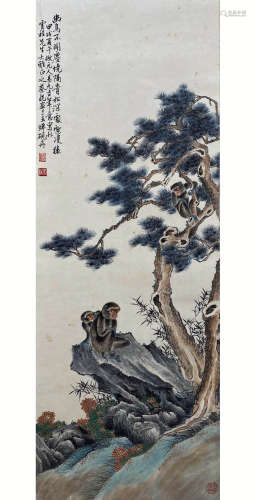 A Chinese Flowers&birds Painting Scroll, Cai Xian Mark